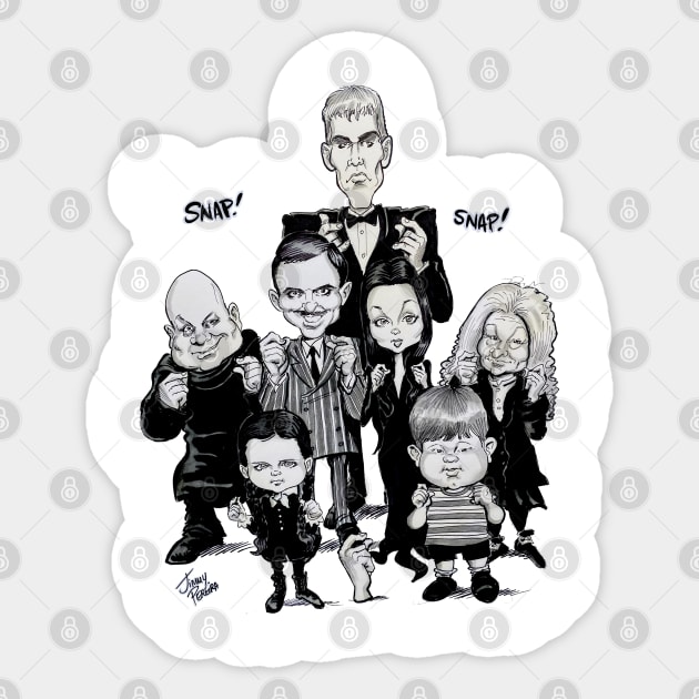 Addams Family Classic TV Show Caricature Sticker by Jimmy’s Cartoons